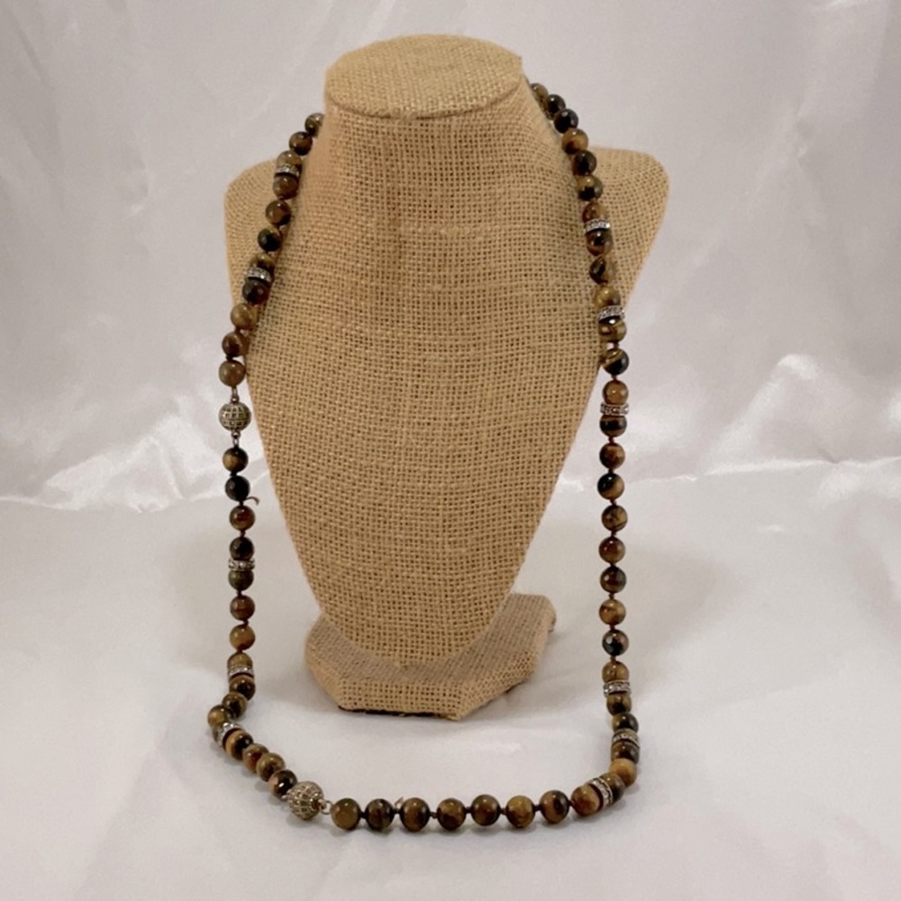 C&I Necklace Natural beads and crystal rhinestones. New.